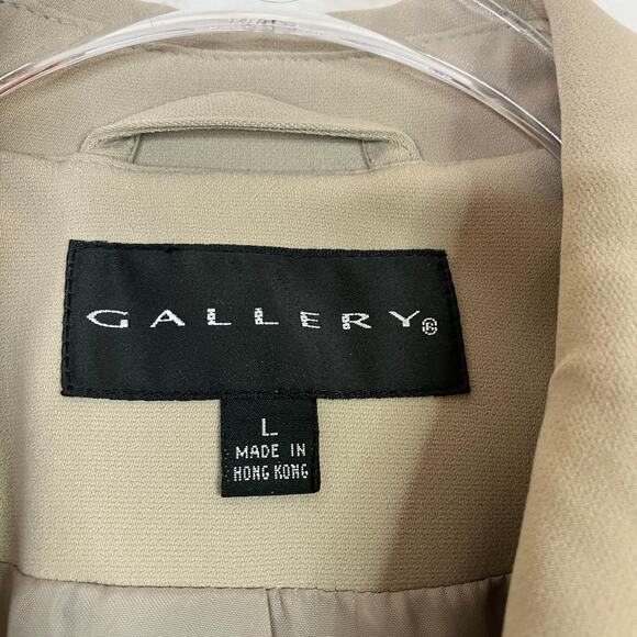 Gallery | Beige 100% Polyester Trench Coat w/ Belt Machine Wash Womens Large - Picture 4 of 9